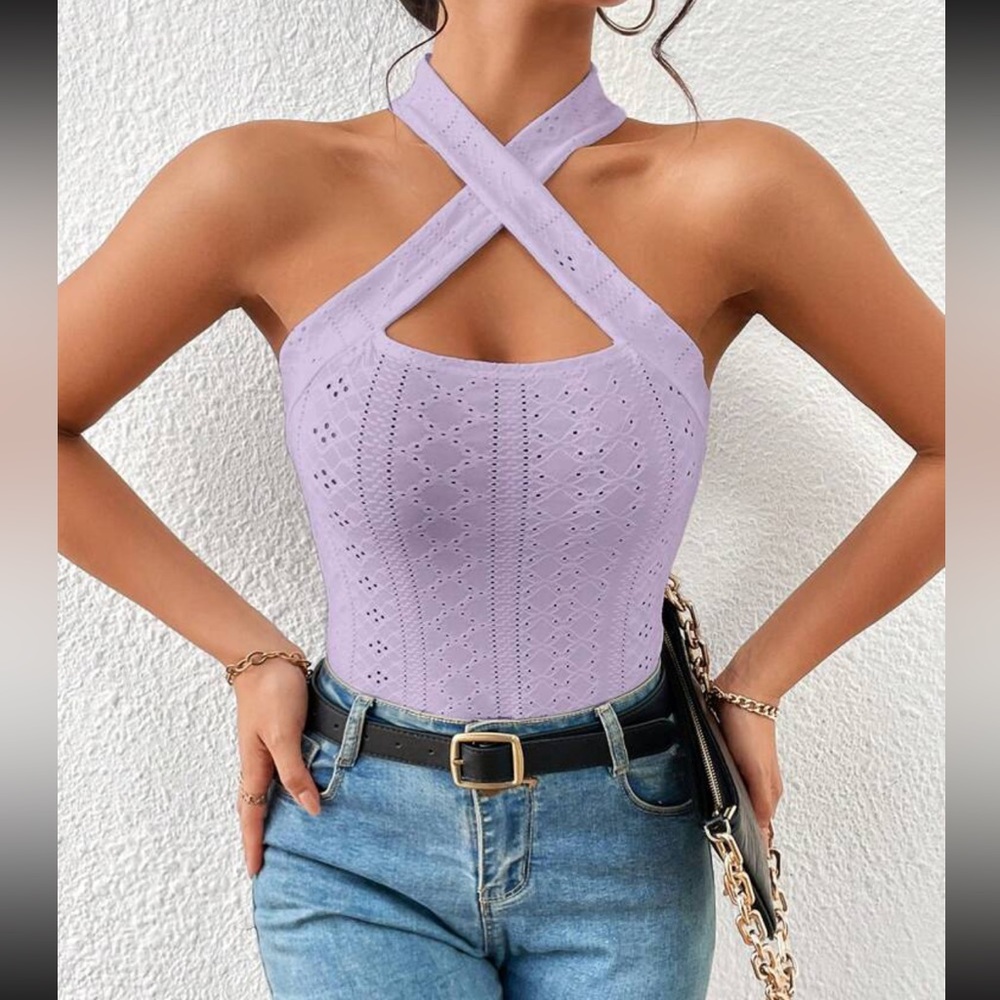 Boho crisscross front halter top